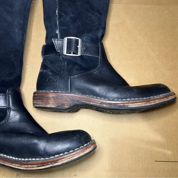 UGG US 6 Knee High Black Suede Side Buckle Tall Riding Boots Australia - Picture 2 of 15
